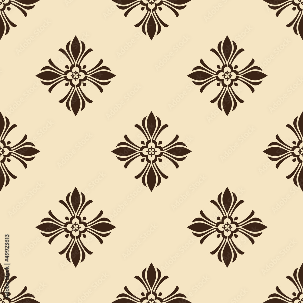 Floral Seamless Baroque Style Wallpaper Pattern