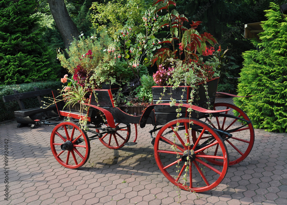 Decorative cart, rustic style - flowers