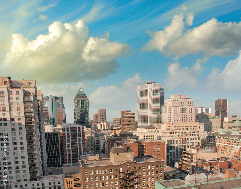 Fototapeta premium Montreal, Canada. Beautiful aerial view of city skyscrapers