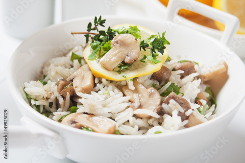 Risotto with herbs and mushrooms