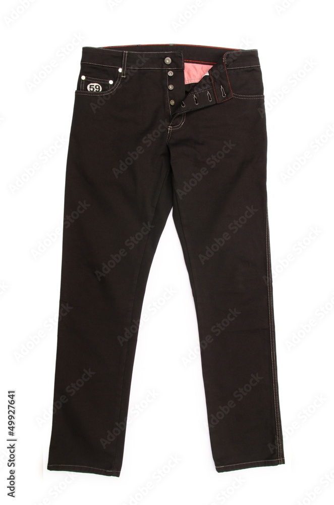 Fashion concept with trousers on white Fashion concept with trousers on white