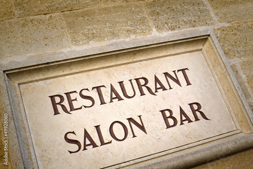 Restaurant, salon, bar, commerce, façade, pierre, luxe, chic