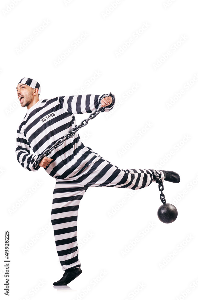 Convict criminal in striped uniform Convict criminal in striped uniform