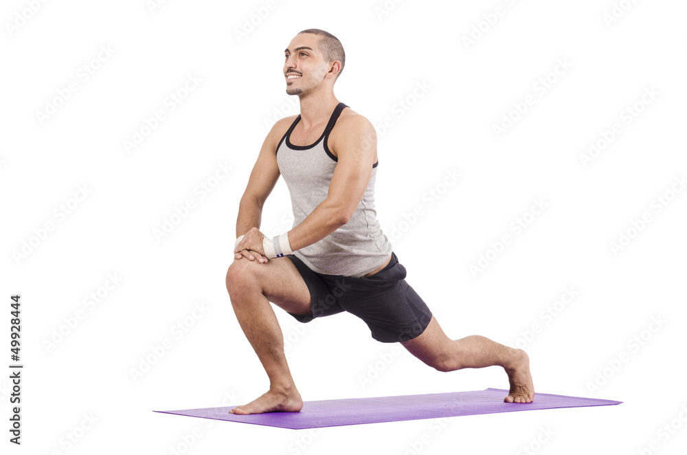 Man doing exercises on white Man doing exercises on white