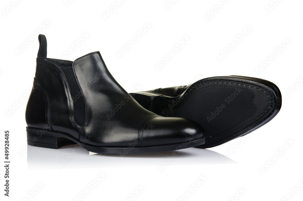 Fashion concept with male shoes on white Fashion concept with male shoes on white