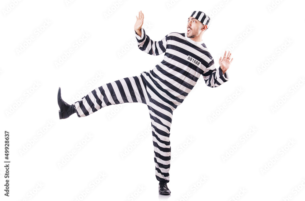 Convict criminal in striped uniform Convict criminal in striped uniform