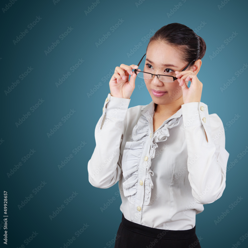 Portrait of beautiful Asian woman holding glasses. Portrait of beautiful Asian woman holding glasses.