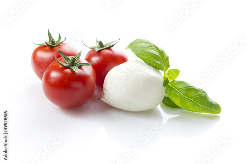 mozzarella, tomatoes, basil, clipping path included