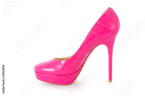 Pink stylish shoes isolated on white