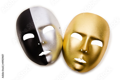 Shiny masks isolated on white background