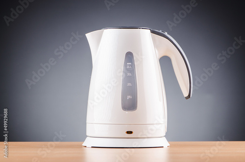 Obraz na plátně White kettle against grey background