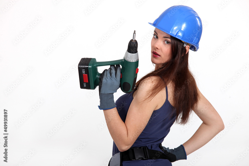 Woman with a power drill Woman with a power drill