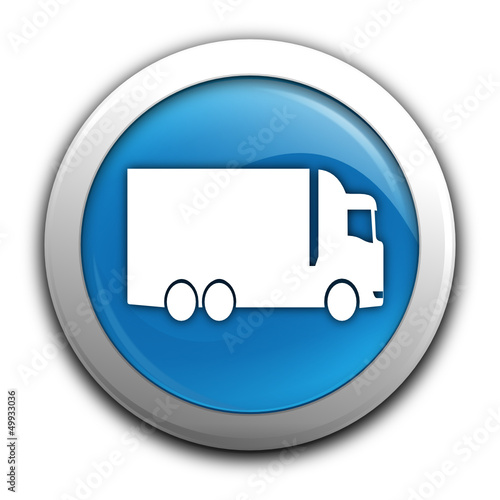 camion sur bouton bleu