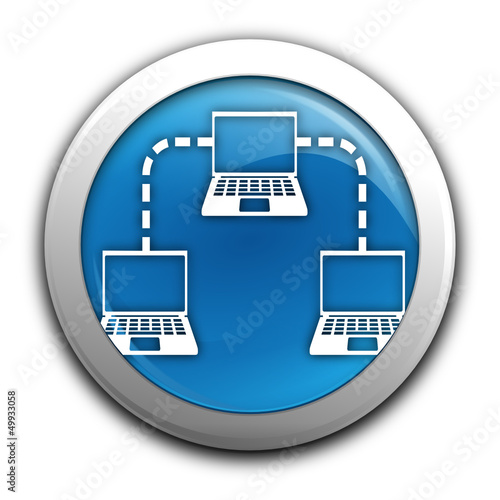 réseau informatique sur bouton bleu