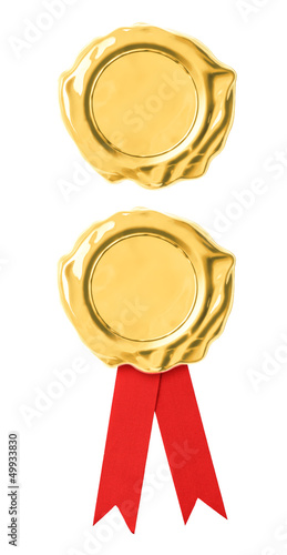 Golden seal isolated on white