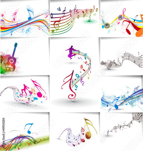 Music notes wave line for design use, vector illustration