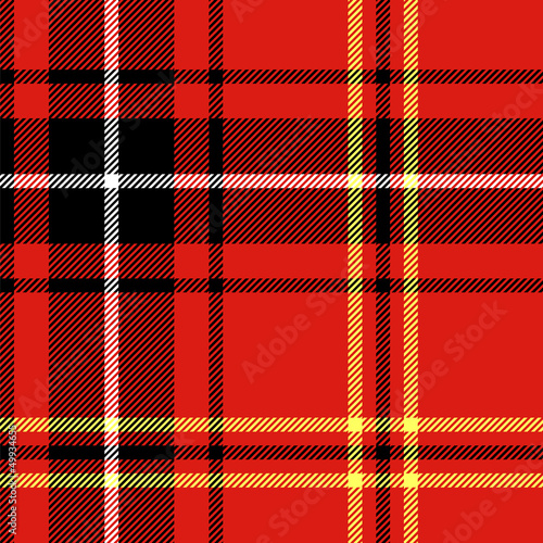 Red tartan traditional british fabric seamless pattern, vector