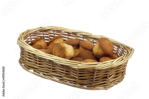 Basket with small cupcakes