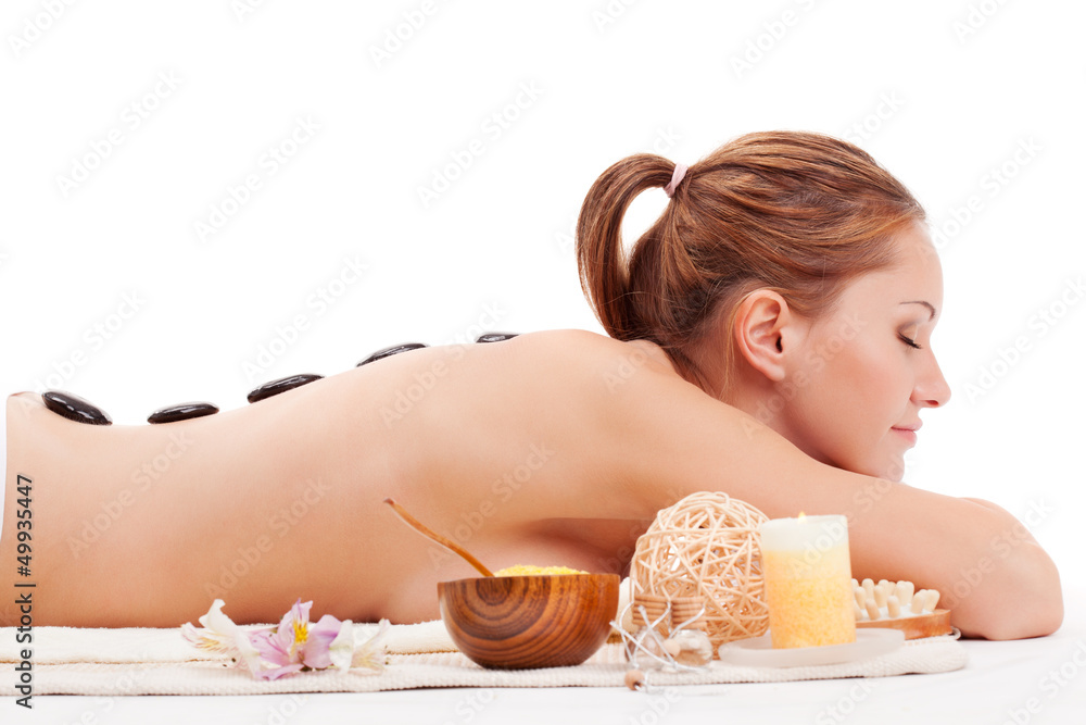 woman with closed eyes receiving spa