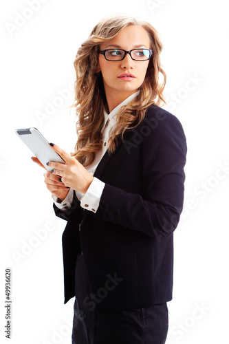 businesswoman holding tablet