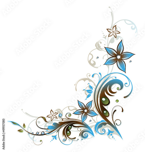 Ranke, Sommer, Blumen, Blüten, braun, hellblau