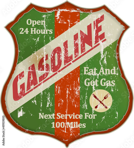 Vintage gas station and diner sign, vector