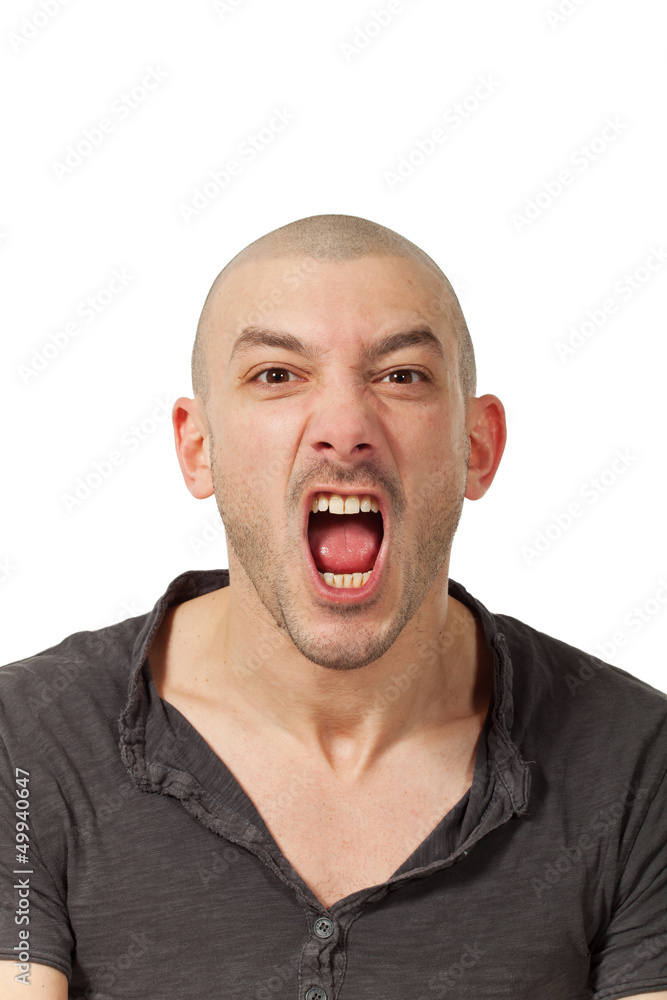 man on white background screaming man on white background screaming