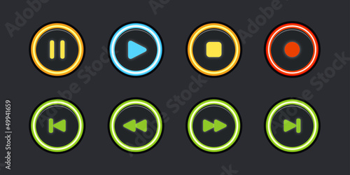 Glowing media buttons
