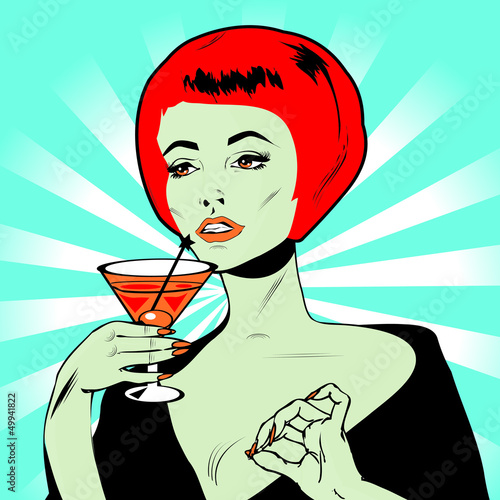 Quadro em tela Martini Toast - Retro Clip Art