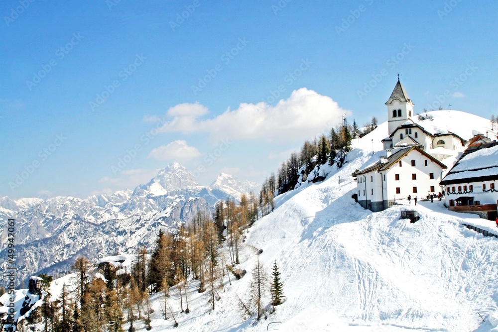 fantastic remote mountain village in winter