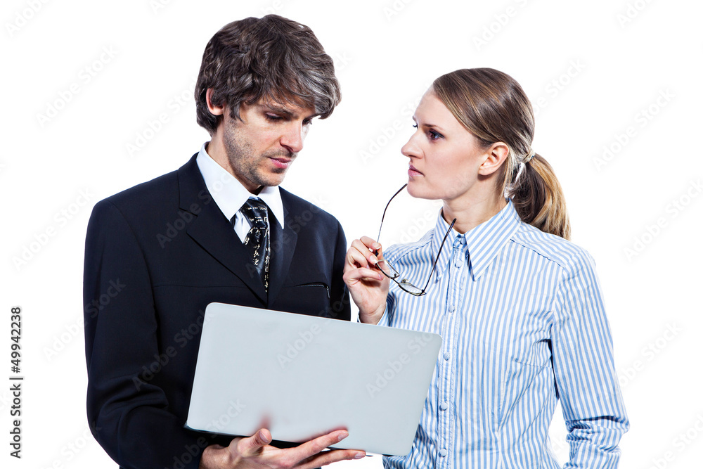 Business couple with computer