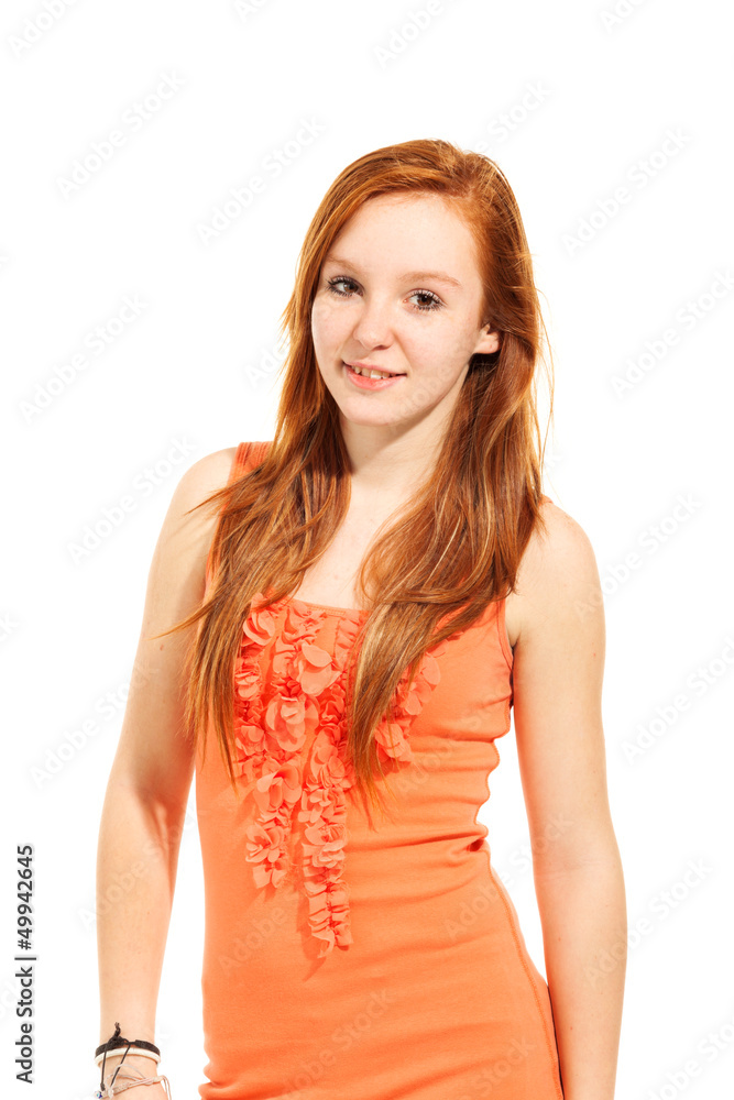 Cute young girl, isolated on white background Cute young girl, isolated on white background