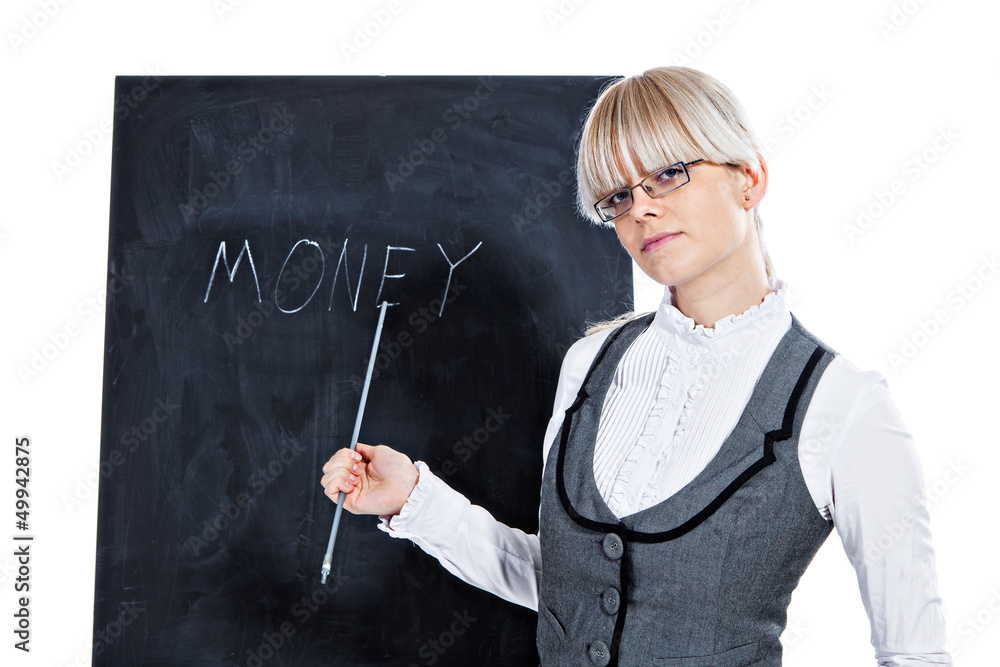 Business woman with chalk board Business woman with chalk board