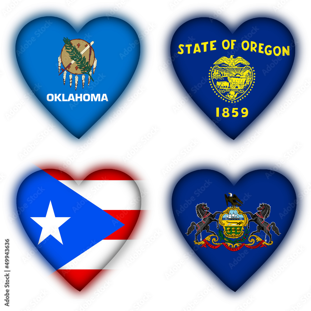Flags in the shape of a heart, US states Flags in the shape of a heart, US states
