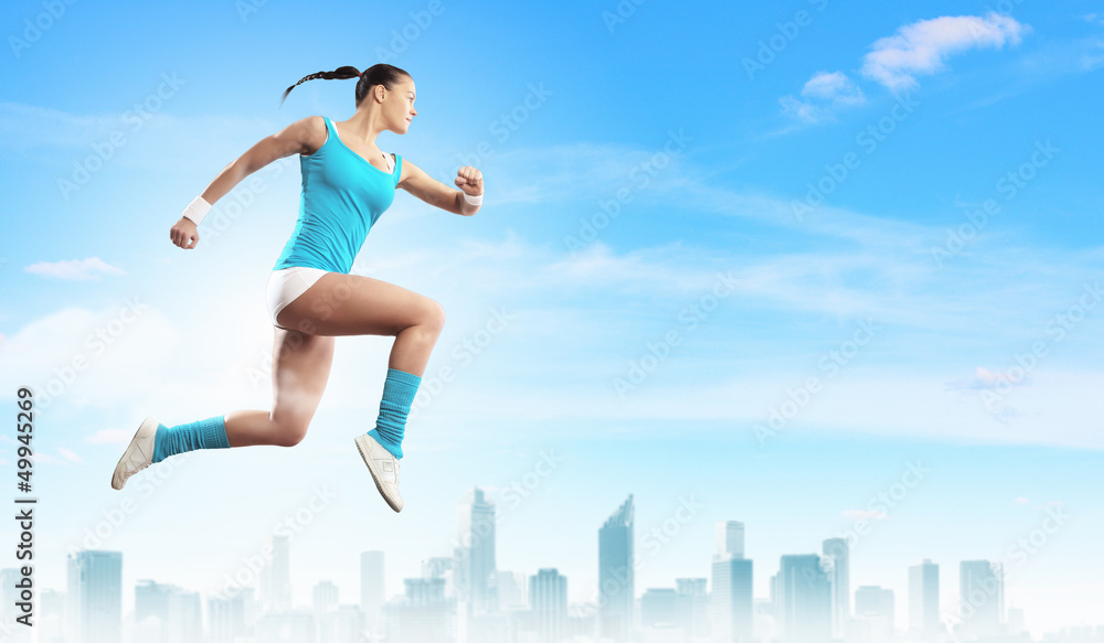 Image of sport woman jumping