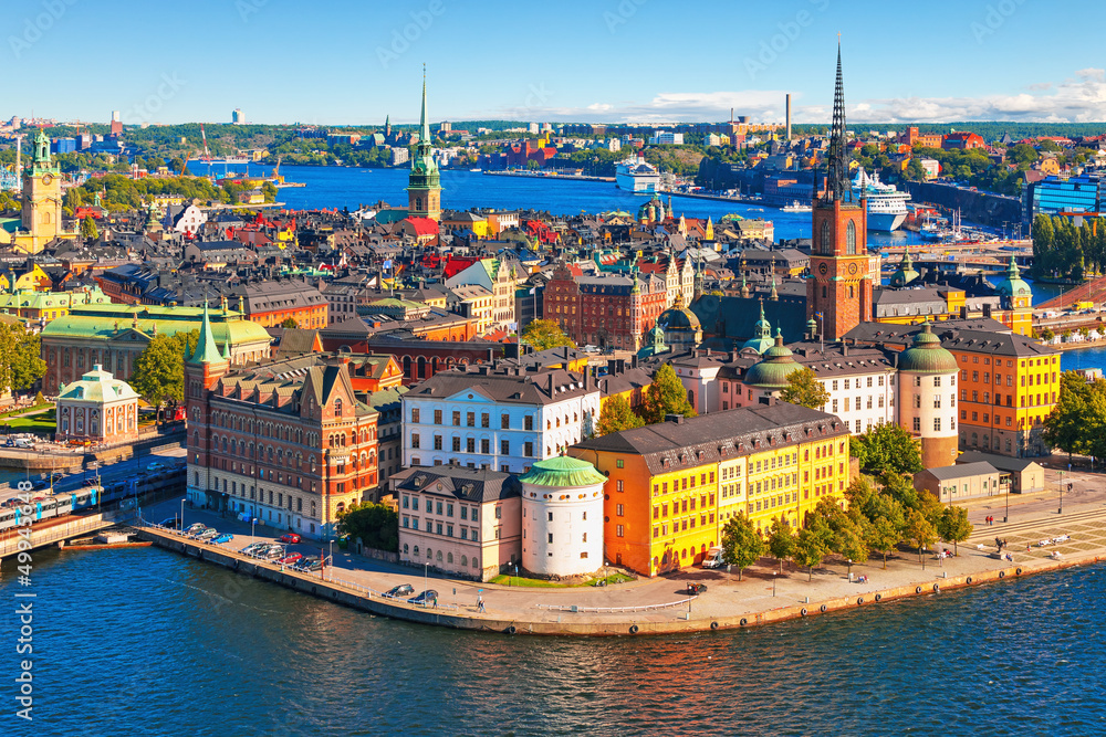 Aerial panorama of Stockholm, Sweden - obrazy, fototapety, plakaty 