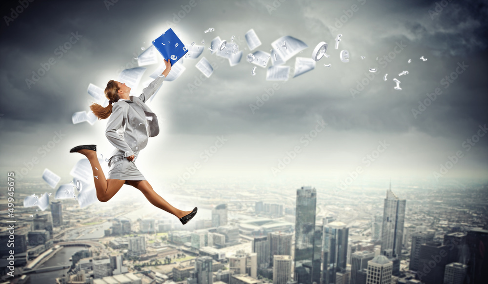 Image of running businesswoman Image of running businesswoman