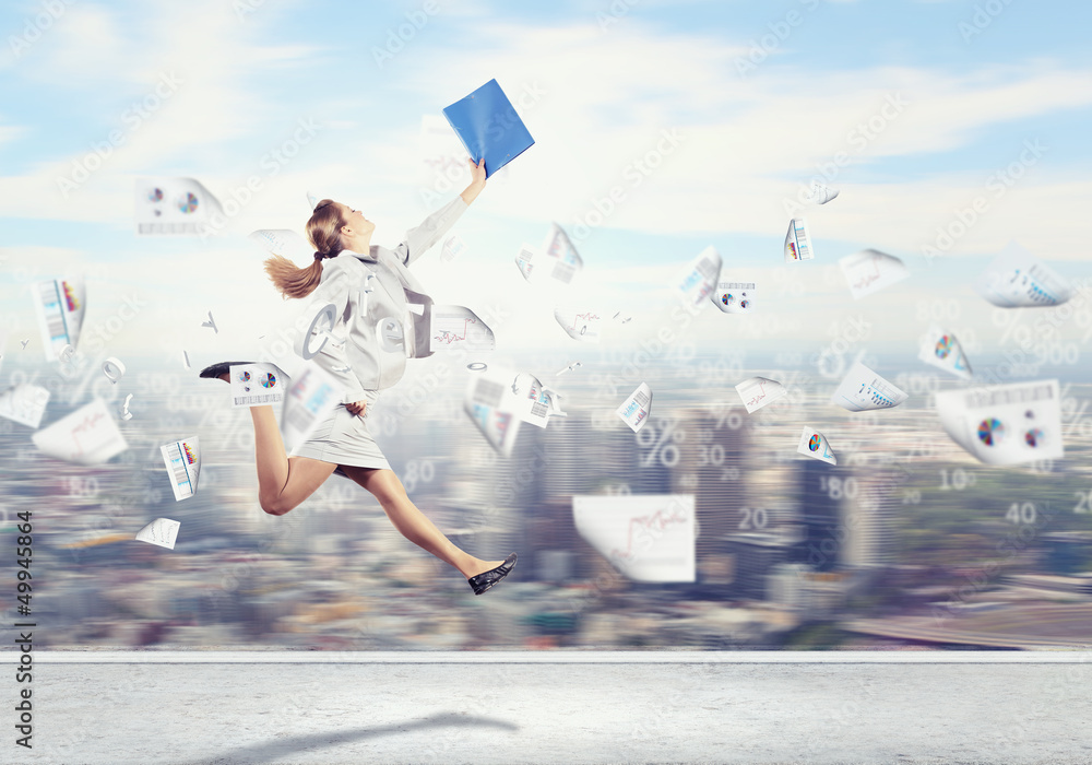 Image of running businesswoman Image of running businesswoman