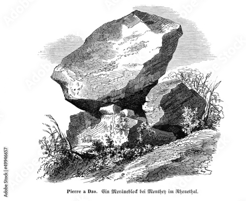 Moränenblock (Alte Lithographie) photo