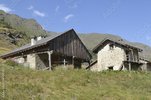 Little farms in a mountainvillage in the French alps