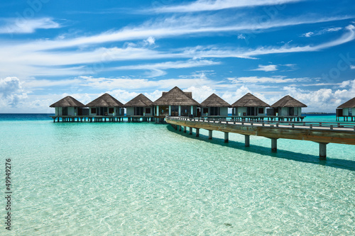 Beautiful beach with water bungalows