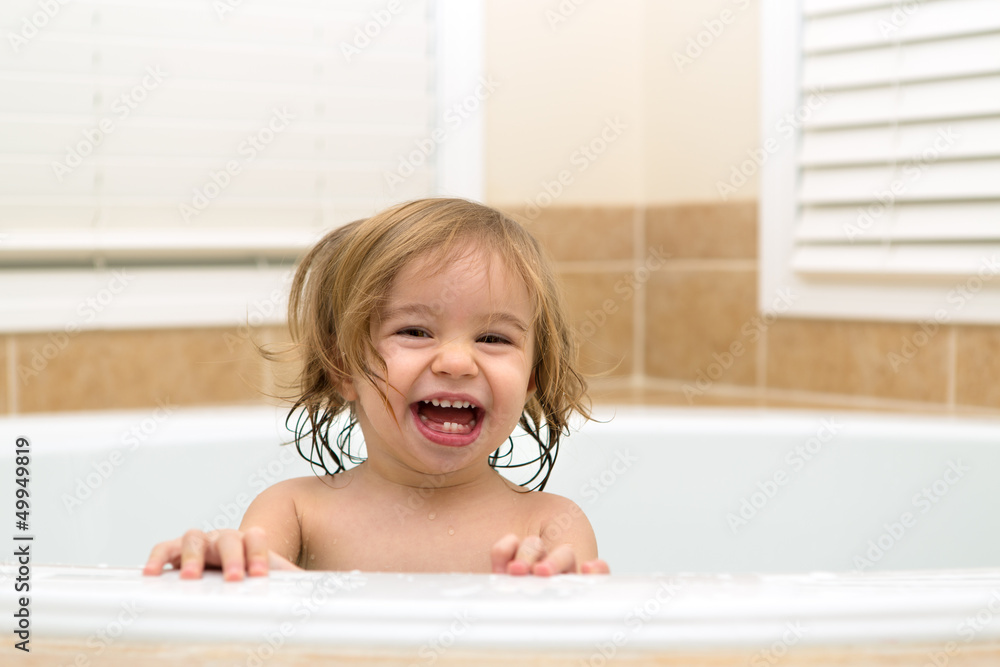 Toddler Happy to be in The Bath Tub Toddler Happy to be in The Bath Tub