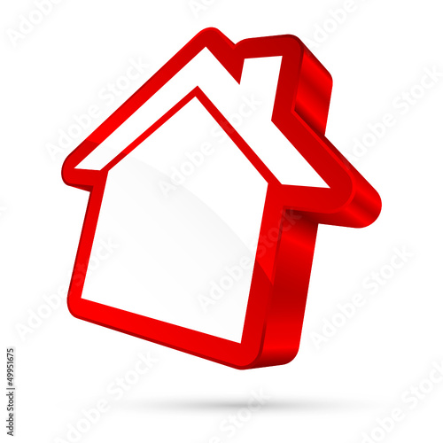 House Sign 3D White/Red