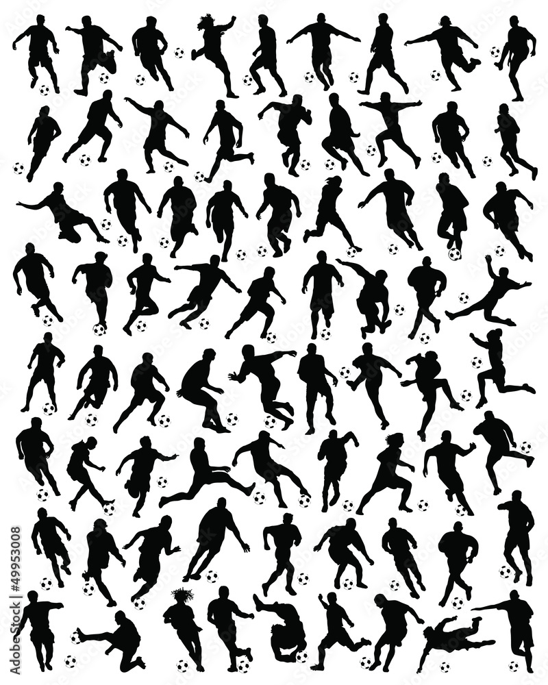 Black silhouettes of football players -vector