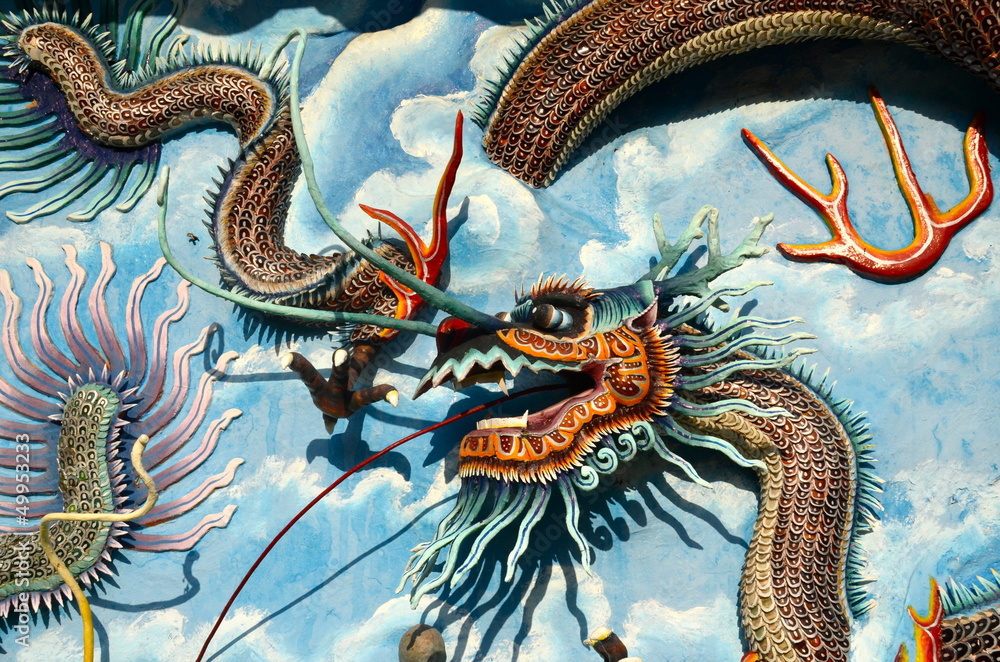 Fototapeta premium Dragon Statues in the Haw Par Villa Gardens in Singapore