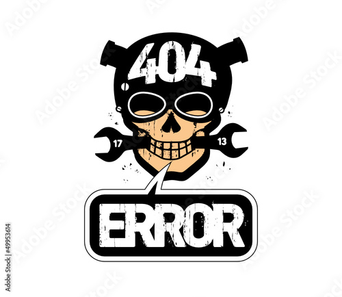 404 error, page not found design template with cartoon skull.