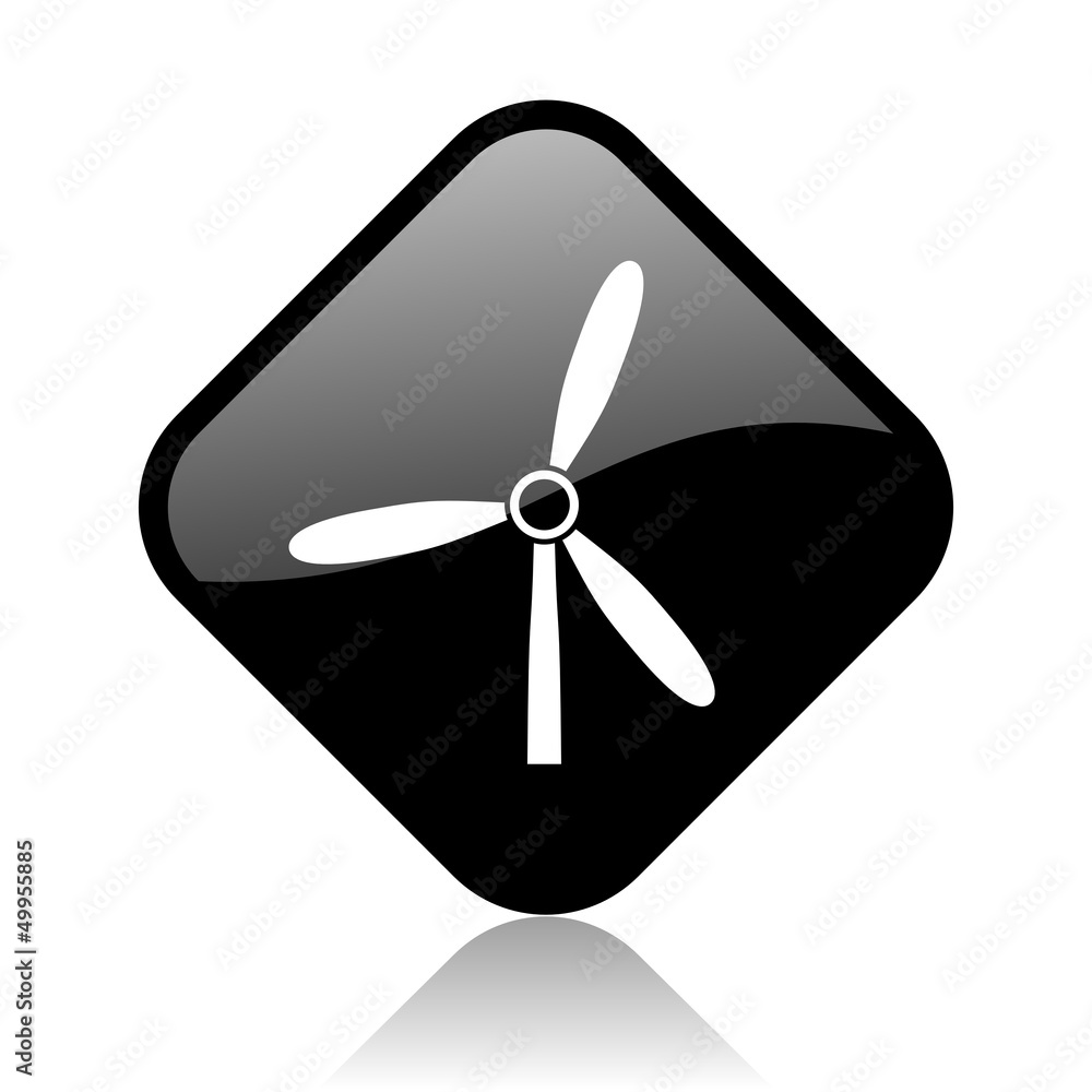 windmill black square glossy internet icon