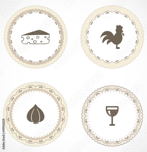 Vintage labels with icons