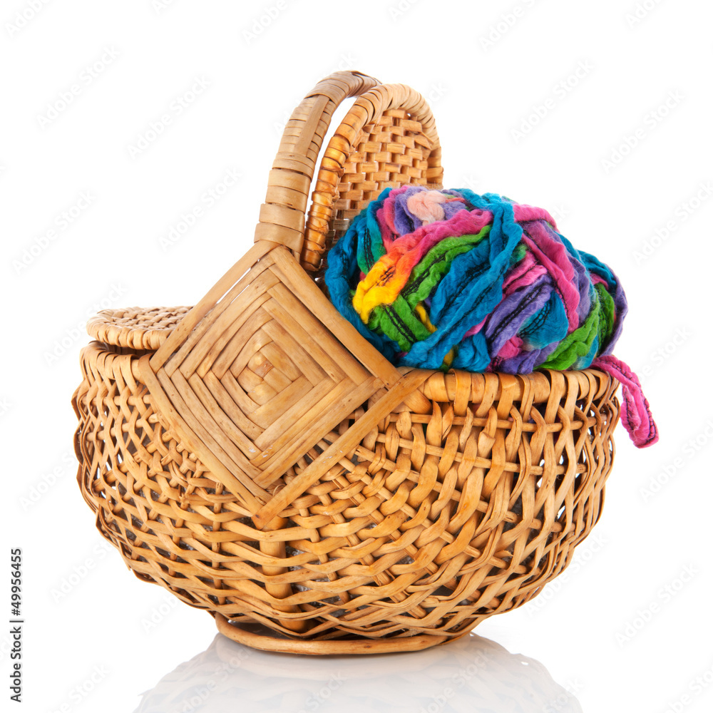 modern ball wool in basket