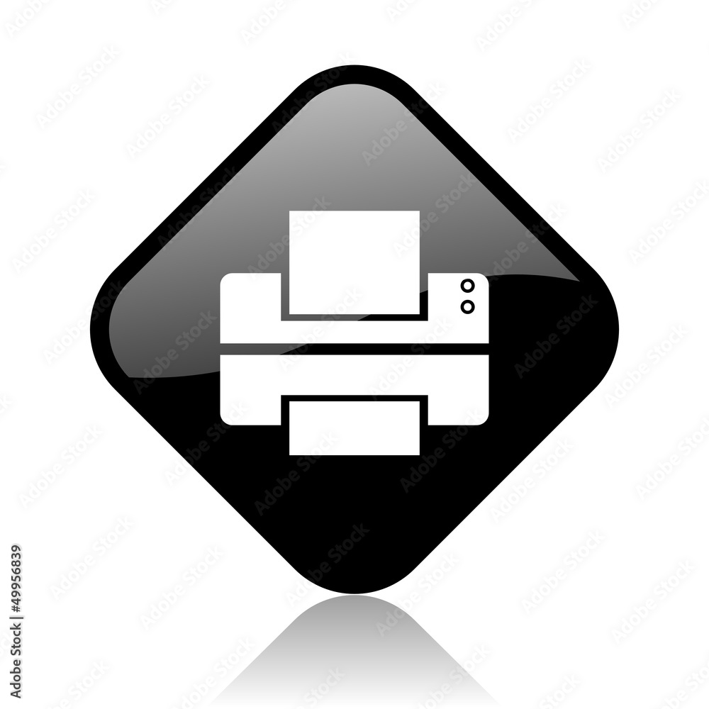 printer black square glossy internet icon printer black square glossy internet icon